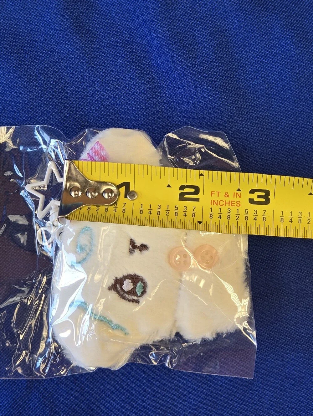 Plush White Dog Bag Charm/Keychain with Pink Bow